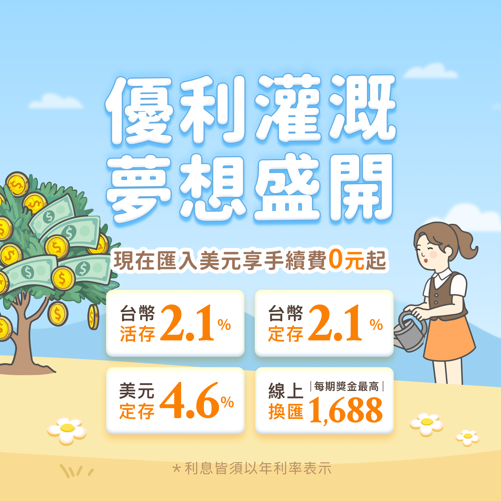 台幣最高2.1%|美元最高4.6% - O-Bank 限時存款優惠
