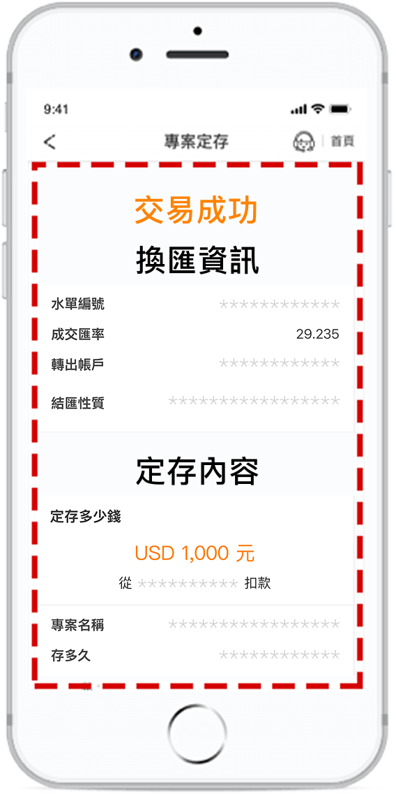 確認定存金額及換匯資訊